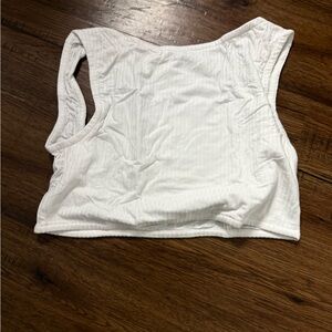 H&M White Ribbed Crop Top